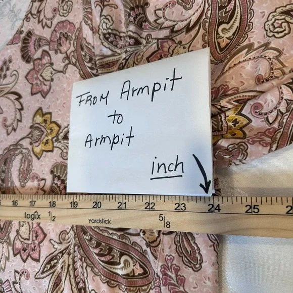 J Jill Luxe Supima Size-2X A Line Tunic Pink Yellow‎ Paisley 3/4 Sleeve - Picture 3 of 9